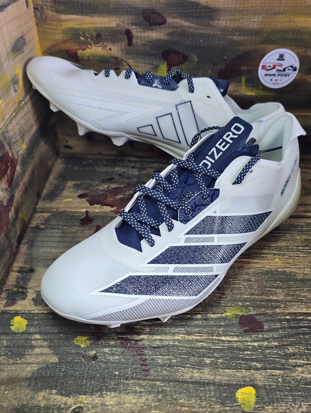 Adidas Adizero Electric Men's Football Cleats White/Navy Blue Size 11.5 (Ie6290)